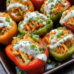 Buffalo Chicken Stuffed Peppers - Dairy Free & Low Carb