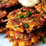Sweet Potato Fritters with Turkey Bacon and Green Onions
